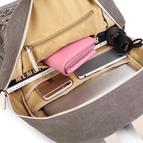 MojiDecor Bohemian Canvas Rucksack Schulrucksack Laptoptasche Notebook Rucksack 15-Zoll Laptop Casual Backpack Daypack Vintage Herren Damen Rucksack f