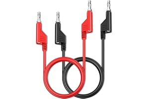 Cleqee Stapelbar Banane zu Bananenstecker Prüfkabel 2 Stück Weiches Elektrisches Prüfkabel Draht 6,56ft/2m Rot Schwarz für Multimeter 1000V 15A