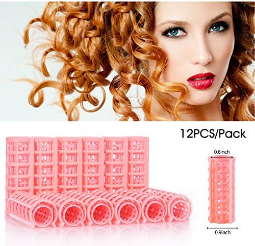 Yousha 12Pcs Plastic DIY Hair Styling Roller Curlers Clips Small Size for Women Ladies (20 x 70 mm, Pink)