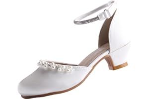 EIGHT KM Princess Dress Up Shoes Wide Fit Flower Girl Wedding Shoes for Ages 3-13 Years - Little Girls High Heels