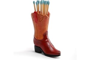PSYHILAR Cowboy Boot Match Holder With Striker, Cute Matchstick Holder, Cowgirl Bathroom Decor, Decorative Matches Container