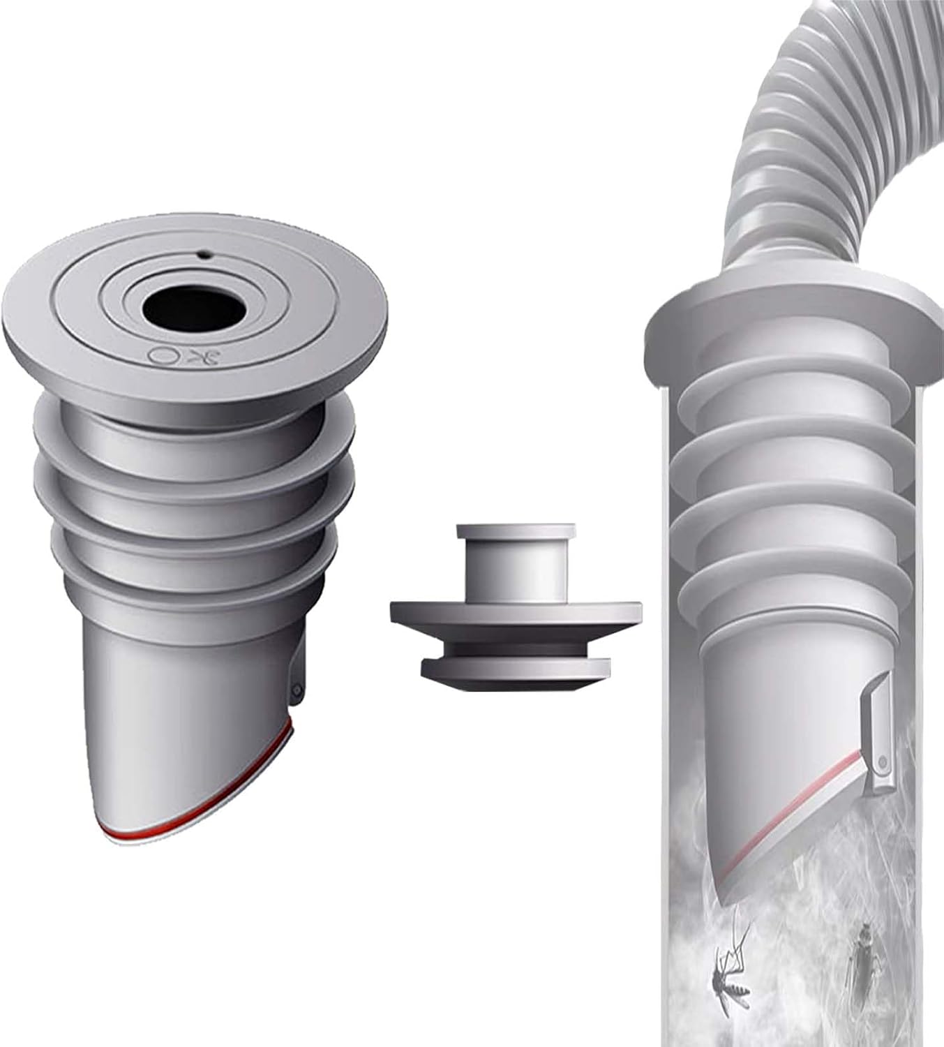 Sello De Tubería De Lavadora WISIRENT, 35-40mm Gris Sello de Tubería de Drenaje de Lavadora con Tapa de Sellado de Silicona, Tubo de Sellado Desodorante para Lavadora para Lavadora de Lavandería