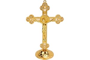 BAOFUYA Standing Crucifix Catholic with Stand,Standing Crucifix with Base Jesus Christ Statue Table Decoration Holy Crucifix for Home Chapel Decoration and Religious Gifts