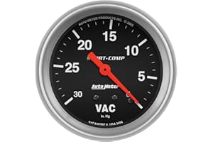 AUTO METER 3484 Sport-Comp Mechanical Vacuum Gauge, 2.625 in.