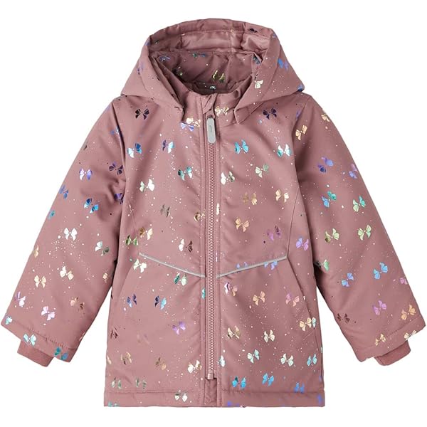 NAME IT Mädchen Jacke Übergangsjacke Mit Allover-Print - Modische Kinderjacke Mit Kapuze