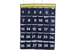 Dechoga Aufbewahrungstasche, 30 Taschen, Wandbehang, Aufbewahrungstasche, Telefonhalter, Aufbewahrungstasche Wandbehang Telefonhalter Hängender Organizer zum Aufh mit Zahlen, Marineblau (Cyan)