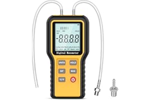 GOYERRNES Manómetro digital manómetro portátil manómetro de gas HVAC manómetro profesional de aire de doble puerto 12 manómetro diferencial de unidad opcional, con batería y retroiluminación