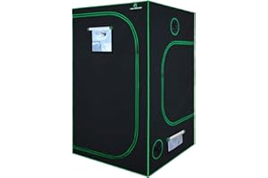 GA GREENARCHITECTURE GA Grow Tent 120x120x200CM(48''x48''x80'') Reflective Mylar Hydroponic Grow Tent with Observation Window, Hanging Tool Bag and Waterproof Floor Tray for Indoor Plant Growing 4'x4'