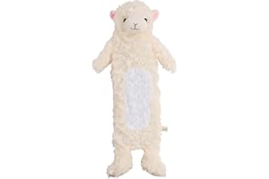 UMOI Bolsa de agua caliente para niños de 0,9 litros con una hermosa manta de piel sintética, una botella de goma natural para la cama, una almohadilla térmica - Alpaca