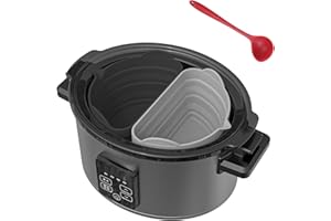 ‎LES-THERESA Slow Cooker Divider, Wiederverwendbare Topf Trennwand Silikon Slow Cooker Einlagen Schongarer Einlagen Silikon Einlagen für Crockpot Slow Cooker, Auslaufsicher, für 6-Quart Kochtopf, Schwarz + Grau