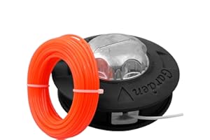 Zeqeey M10 x 1,25 Linksgewinde-Ersatz-Trimmerspule mit 15 m 2,4 mm Rasentrimmer-Saitendraht für Freischneider, Universal-Mähkopf, Farbe Schwarz