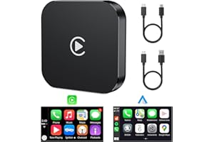 ROCKETEK Wireless Carplay & Android Auto Adapter 2 in 1, Convert Wired to Wireless Car Play Adapter Android Auto Wireless Adapter Dongle Magic Box for Cars Fit Apple Android Phones with USB-C & USB-A Cable