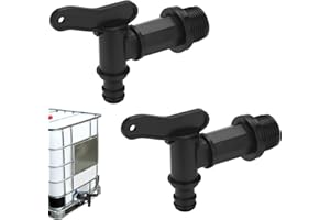 Fzyisw 2 Stück Kunststoff Auslaufhahn Regentonne, Auslaufhahn für Regentonne 3/4 Zoll, Kunststoff Auslaufhahn, Wasserhahn Zum Praktischen Einsatz Im Garten-, Industrie- Und Haushalt