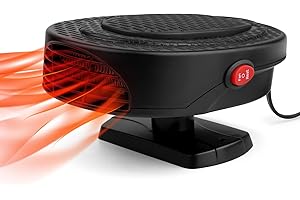 LUKYUS Portable Car Heater Defroster,150W 12V Collapsible Car Heaters Fan Defogger 2 in 1 Modes Heating and Cooling for Fast Heating Defrost Defogger and Automobile Windscreen Fan Cigarette Lighter