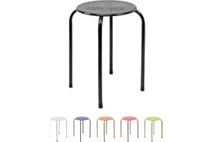 THE SECRET HOME - Taburete de Metal - Alto. 45 x Ø30 cm - Banqueta sin Respaldo - Ideal para Cocina, Terraza o Jardín - Color Negro