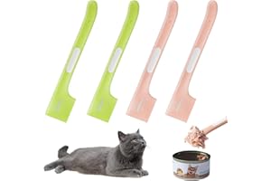 AILUYA 4 Stück Futterdosenlöffel für Tierfutter, Katze Nassfutter Feeder, Silikon Tierfutter Dosenlöffel, Haustierfutter Mischlöffel, Langer Griff Hundefutter Rührlöffel für Katz Hunde