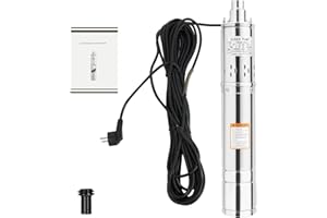 IELSNGAI Bomba Para Pozos Profundos 500 W 50 Hz, Bomba de Agua Sumergible Pozo Profundos 0,7 HP 2850r / min, Caudal máximo 2 m³,Altura máxima 100 m, Longitud del cable 15 m