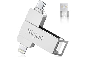Pendrive 256 GB para iPhone Apple Certificación,Rinjani Pen Drive USB C para iPhone 15/16,OTG Android Smartphone,iPad,Mac,PC,(Sin App) Memoria USB 3.0 Externa Photo Stick Flash Drive MFi Lightning