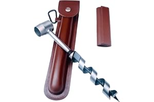 RAYEELEY Bushcraft Survival Tool, Extended Hand Auger Wrench Wood Drill Scotch Eye Manual Hand Drill Bit with Holster for Camping Shelter Building, Barbecue Grill, Small Benches, Bushcrafting, Peg Hole Maker