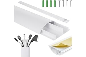 ‎MACLEAN Kanał kablowy aluminiowy Maclean 750x62x20mm | Profil półkolisty do HDMI audio LAN | Zawiera akcesoria montażowe | Do montażu na ścianie i podłodze | System dwuczęściowy (Biały)