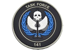 LA PATCHERIA Patch Call Of Duty - Task Force 141 8x8cm - Patch 100% Gomma con Velcro® originale Velcro® Brand Hook Cucito sul Retro - 3D alta definizione - per Decorare Giacche, Zaini, Uniformi