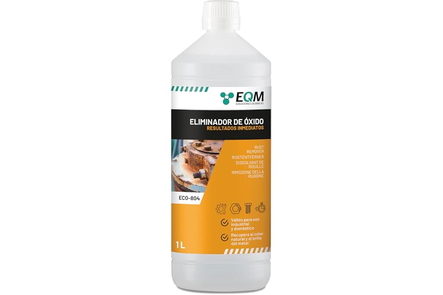 EQM - ECO-804 - Eliminador de Óxido Profesional - 1L - Remueve el óxido Completamente - Recupera el Color Original del Metal 
