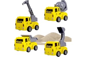 ZGCXRTO Engineering Vehicles Set for Kids Age 3+: Excavator, Mixing Truck, Mud Machine, Crane - Boy Girl Birthday Christmas Party Favors - Plastic Engineer Mini Car Toy