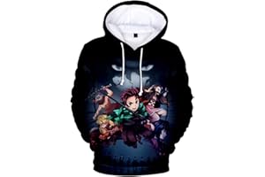 WINKEEY Sweat à Capuche Homme Pull 3D Impirmé Nezuko Tanjiro Animé Cosplay Sweatshirt Japonais Manga pour Homme Femme