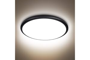 bedee Plafonnier LED, Lampe Plafond Rond 24W 2000LM Noir, Luminaire Plafonnier IP44 Lampe de Plafond LED Ø30cm Moderne pour Salle de Bain, Chambre, Cuisine, Salon, Balcon, 4000K