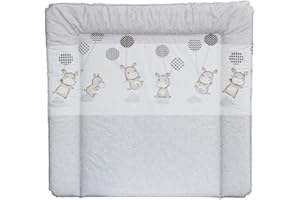 SUPERELCH Wickelauflage 77 x 73 cm, Wickelunterlage für 80 cm breiten Wickelaufsatz für Kommoden, z.B. von New Swedish Design oder Puckdaddy, schadstofffrei, abwaschbar HIPPO GRAU