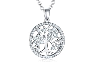 JUZICHEN Collier Arbre de Vie en Argent Sterling 925, Collier Arbre de Vie en Zirconium Vert, Avec Boîte Cadeau, Collier Arbre de Vie Femme, Pendentif Arbre de Vie, Convient Aux Femmes, Filles Et Hommes