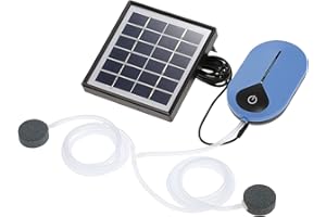 Decdeal Aérateur Solaire de Bassin 1,5W, 6V 0,5 L/Min - 0,9 L/Min, Pompe à Oxygène Solaire Enfichable 3600 mAh, Aérateur d'Aquarium, Silencieuse, avec Tuyau Pierre à Air, pour Etangs/Jardin