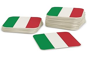 ‎FLYERALARM Untersetzer für Gläser I Italien Bierdeckel (50 Stück) aus Pappe eckig (9,3cm x 9,3cm) I EM Tischdeko mit Italienischer Flagge