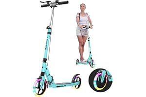 TEAMOOVE Scooter for kids ages 6+ and Up, Quick Folding Handbrake Adult Scooter, Kick Scooters with Carry Strap and Height Adjustable, 200mm Big Wheel for Adults and teenagers 11-15