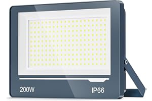 TOPAUBUB Spot LED Extérieur 200W Blanc Froid - 20000LM 6500K IP66 Projecteur LED Extérieur Etanche Lampe Phare Exterieur Jardin Terrasse(1 Pièce)