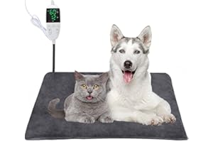 Emwel Pet Heating Pad 45 * 70cm Adjustable Timer & Adjustable Temperature,Waterproof Safe Heated Pet mat for Dog Cat