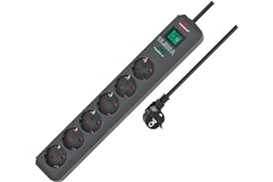 Brennenstuhl 1159700015 Przedłużacz Sieciowy, 230 V, Antracytowy, 1.5 m, 6 Gniazdek