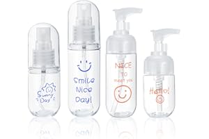 Vspek 4 Pack 30ml 50ml Botes Viaje, Botellas aire de Viaje Rellenables, 2Botella de spray+2 botella de loción+ embudo，Botes Vacios Cosmetica, Recargable Botes Kit Viaje Avion