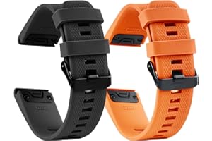 aceyoon 2 x bransoletka 22 mm do Garmin Fenix 7/7 pro/6/6 pro/5, Quickfit, silikonowy pasek do zegarka dla mężczyzn i kobiet do Garmin Forerunner 935 / 945, Approach S60/S62, Grand, Silikon, Bez
