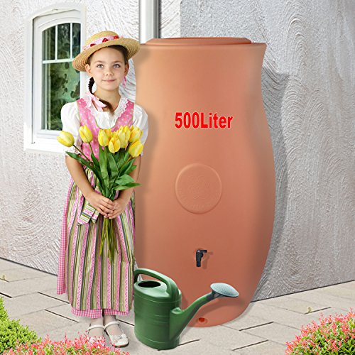 Preisvergleich Produktbild WINTER-SONDERPREIS! REGENTONNE REGENFASS WASSERFASS GARTENFASS REGENWASSERTONNE MAJA AMPHORE, 300L / 500L in je 2 Farben (BEIGE-GELB / TERRA-KOTTA) - die klassische Form und zeitlose Eleganz! Mit Deckel als dekorative PFLANZSCHALE (500L, Terra-kotta)