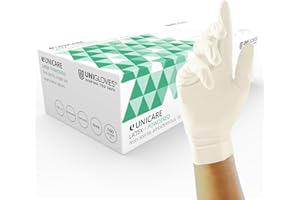 Unigloves Unicare Latex Gants jetables - Gants d'examen polyvalents, légèrement poudrés - Boîte de 100 gants, naturels, taille M (GS0023)