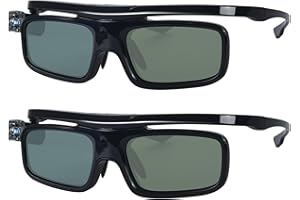 COCAR 3D Glasses, 3D Active Shutter Glasses, Rechargeable Glasses, Suitable for 3D DLP-Link Projector, Pack of 2
