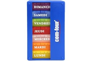com-four® comprimé Box 7 Jours avec étiquetage français (Lundi - Dimanche) - boîte à médicaments 3 Compartiments (Matin, Midi, Soir) - boîte à comprimés hebdomadaire