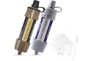 Moobody 2 PCS Outdoor Water Filter Straw Water Filtration System Water Purifier for Emergency Preparedness Camping Traveling Backpacking