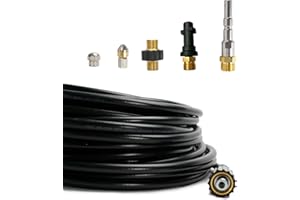 M&M Smartek Rohrreinigungsschlauch 6-Teilig SET für Kärcher Kränzle NILFISK ALTO WAP Professional HD HDS 1/8" AG : M22 x 1,5 IG & Bajonett-Adapter & Adapter KEW & 2x Düsen (35 Meter)