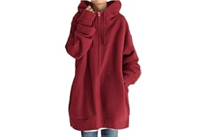 Alueeu Long Hoodie Jacke Damen Gr. 50/52 52 Long Sweatjacke Damen Mit Kapuze Grün Oversize Große Größen XXL Sportjacke Steppjacke Kapuzenjacke Sweatjacke Übergangsjacke Sweatmantel