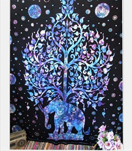 Indian Elephant Tapestry Aubusson Colored Printed Decor Mandala Religious Boho Wall Carpet Bohemia Beach Blanket Plus Size , 017 , 200x150cm