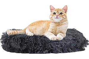 RICHRAIN Coussin rond en peluche pour chats et chiens - Tapis chaud - Doux et confortable - Pour le salon - Gris foncé - 50 cm