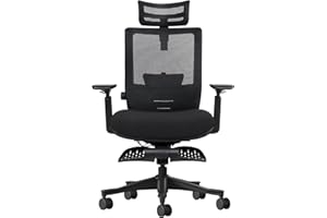 Delgeo Ergonomiczne krzesło biurowe z podnóżkiem, podnóżek w konstrukcji szyny, wielokrotnie regulowane siedzenia, podłokietniki 3D, odchylane oparcie w 4 pozycjach, wysokie obciążenie krzesło biurowe