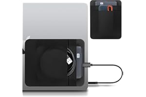 Lacdo Funda para Disco Duro Externo Portátil, Bolsa con 2 Bolsillos para Laptop, Compatible con Discos Duros Externos de 2.5" Seagate, WD, Toshiba, SSD, Cable, Funda con Adhesivo Reutilizable, Negro